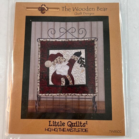 Ho Ho The Mistletoe Little Quilts Applique Ptn Wooden Bear Quilt Designs 12"x12" - Picture 2 of 6